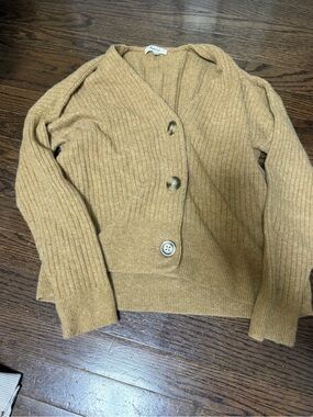 Madewell Camel Ribbed Button-Front Cardigan
